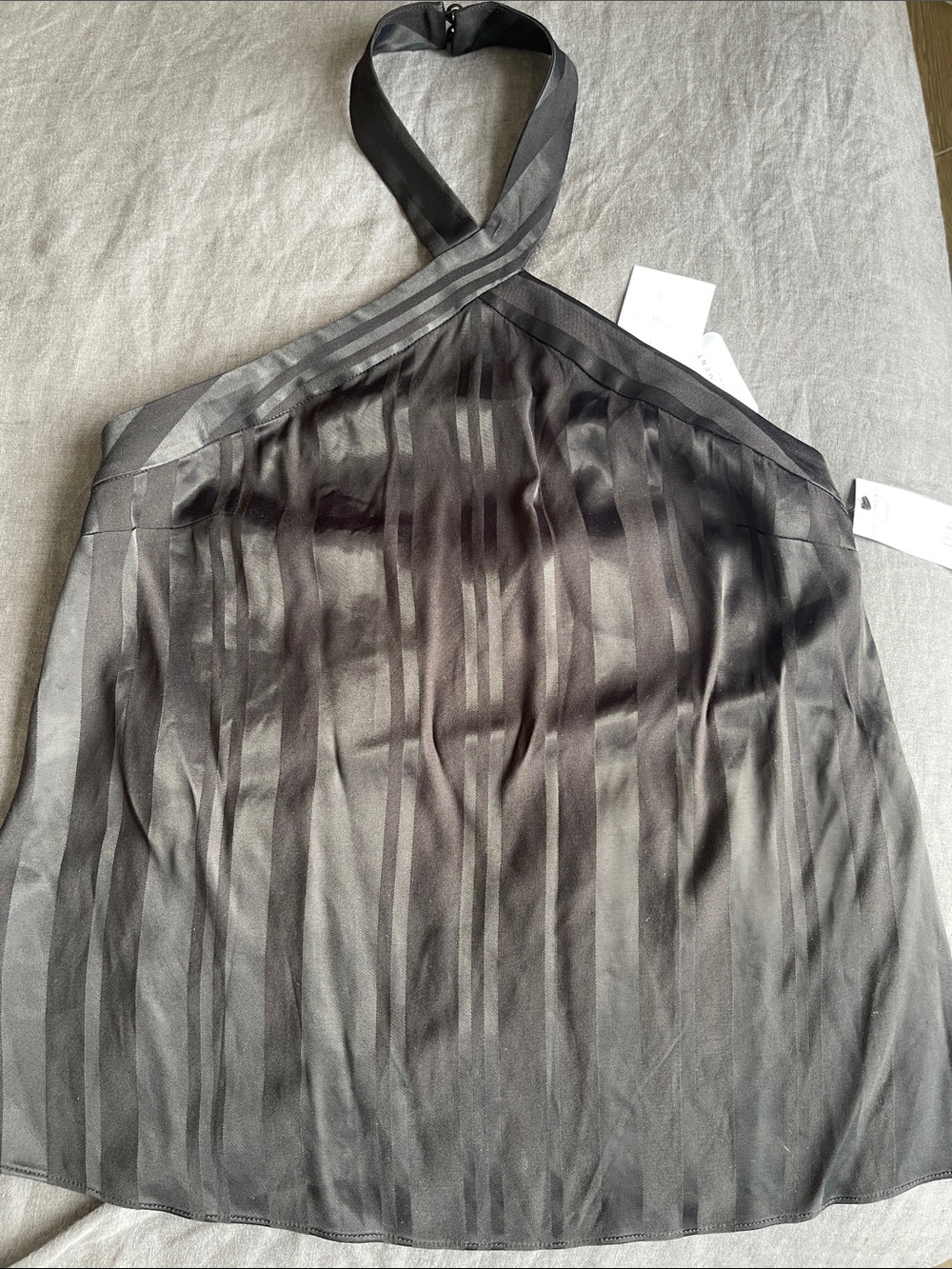 NWT size 2 Equipment Black  Striped Halter Crop Top